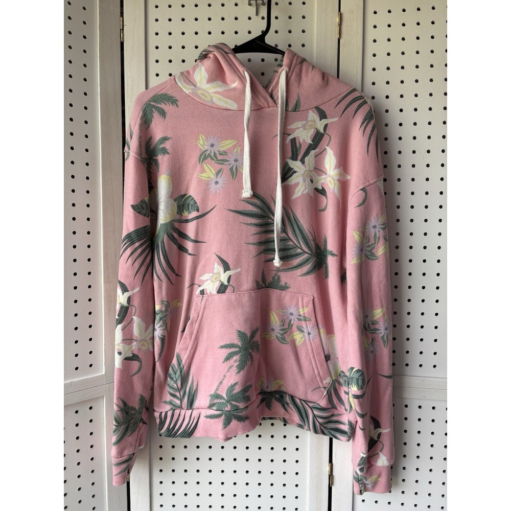US Vintage‎ Brand Pink Floral Tropical Hoodie Hooded Sweatshirt Adult Small
